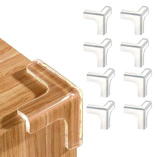 Image of GLUN Silicon Table Corner Protector, Pack of 2 (8 Pieces) Transparent, Protector Table Corner from Unwanted Bruise