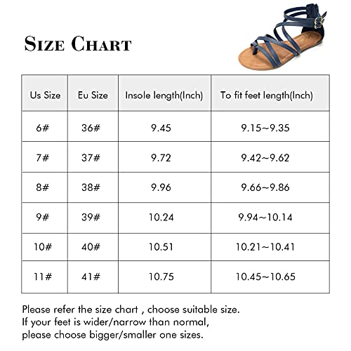 Luffymomo Women's Gladiator Strap Sandals Flat Fisherman Thong Cross Strappy Sandals（6 M Us Navy） #TOP6