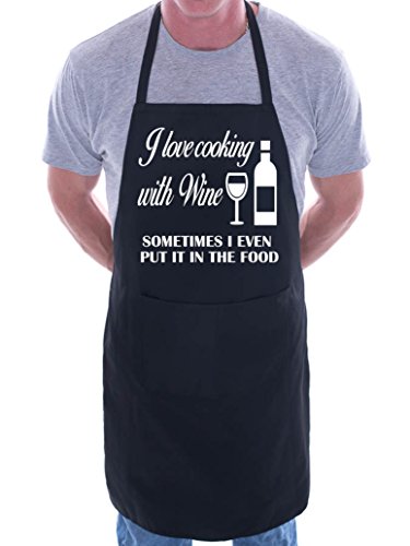Love Cooking With Wine BBQ Cooking - Delantal, Negro, Taille unique Cover