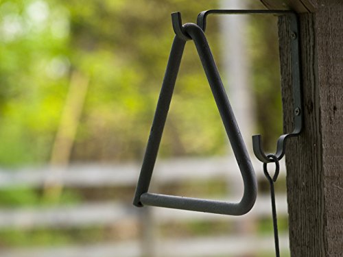Upstreet Triangle Dinner Bell and Outside Dinner Bell Made of Chuckwagon Cast Iron Bell - Includes Metal Hanger and Call Striker - Thumbnail 6