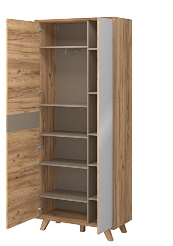 Germania Garderobenschrank Calvi 8663-244 inklusive Fuß-Set | In Navarra-Eiche-Nb und Steingrau | 88 x 208 x 41 cm - 8663-244 Germania Garderobenschrank Calvi 8663-244 inklusive Fuß-Set | In Navarra-Eiche-Nb und Steingrau | 88 x 208 x 41 cm