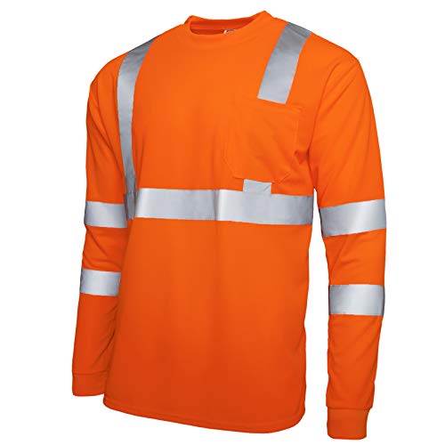 JORESTECH Safety T Shirt Reflective High Visibility Long Sleeve Orange ANSI Class 3 Level 2 Type R TS-08 (S)