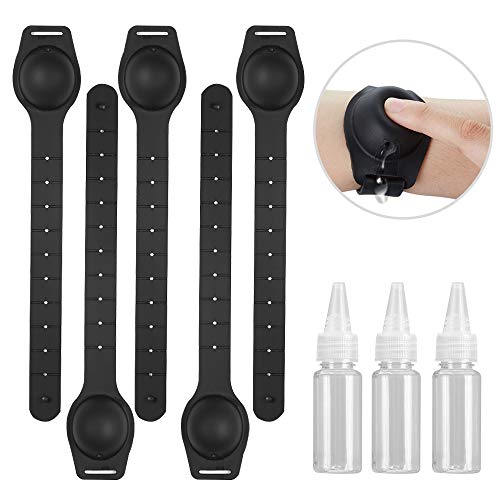 Hand Sanitizer Silicone Refillable Wristband for Kids, Portable Bracelet Wristband Hand Dispenser, Reusable Hand Bracelet Dispenser with Squeeze Bottle (5 Silicone Refillable Wristband+3 Dispenser)