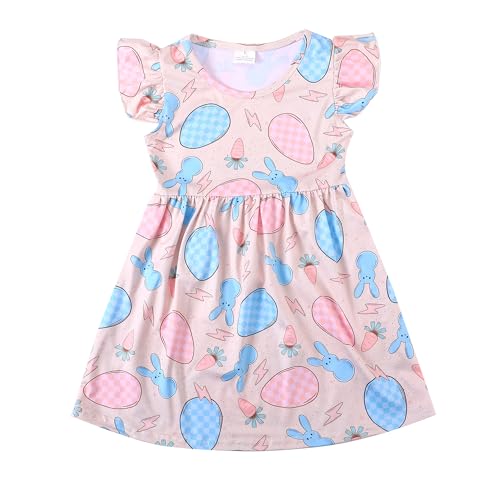 Toddler Girl Bunny Leopard Pattern Dress Flutter Sleeve Princess Party Summer Clothes 3-4T