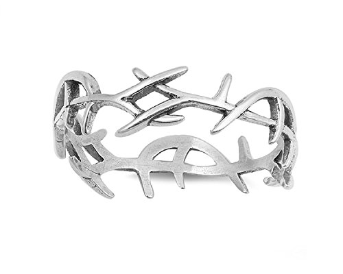 CloseoutWarehouse 925 Sterling Silver Oxidized Crown of Thorns Band Ring