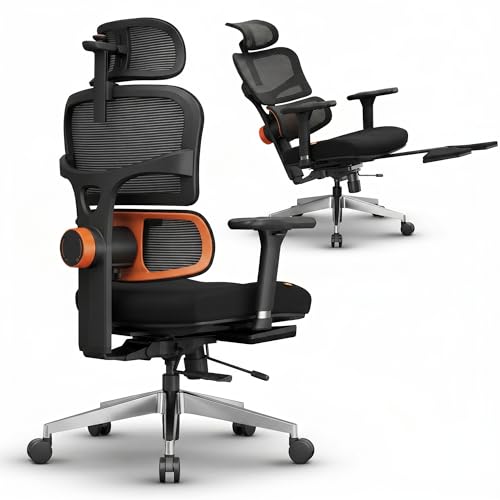 Image of DROGO Sitsmart Premium Ergonomic Office Chair for Work from Home, Computer Chair with Adaptive Lumbar Support & Headrest, 4D Armrest, Footrest & Recline, Desk Mesh Chair for Office /Home (Black)