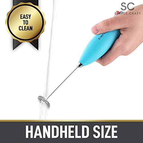 Simple Craft Milk Frother Handheld Drink Mixer - Mini Coffee Frother Electric Handheld Foamer With Stainless Steel Whisk & Stand - Portable Frother Electric Whisk For Coffee, Latte, Matcha (Teal) - Thumbnail 2