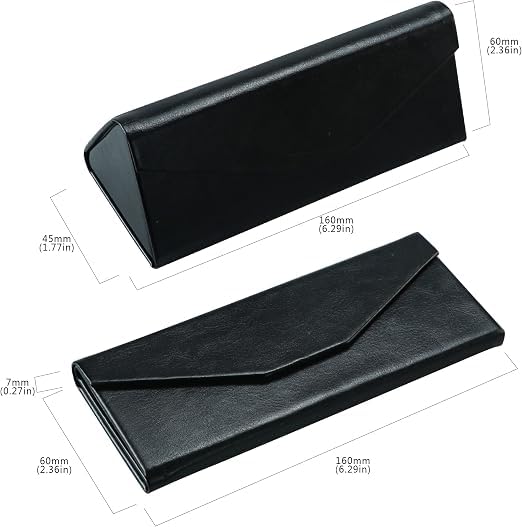Image of Sunglasses Case | Foldable Magnetic PU Leather Hard Shell Specs Cover for Women and Men | Compact Travel Sunglasses Box for Eyeglasses, Reading Glasses, and Shades