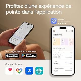 Withings Body Comp - Balance connéctée avec analyse corporelle, Wi-Fi & Bluetooth avec écran couleur, Balance digitale avec précision de la graisse viscérale, du cœur