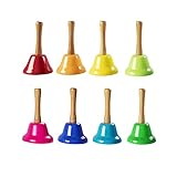 Fat Brain Toys Rainbow Music Hand Bells with Wood Handles - Musical Toy for Preschoolers