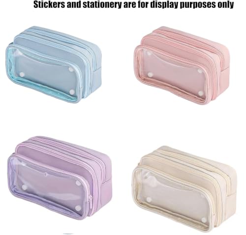 Image of U & U UNIQUE UTILITIES Pencil Pouch for Girls Aesthetic | Large Capacity Pencil Case with Detachable Front Pocket | Cute Pouches for School Girls | Pouch for Stationery (Off White)