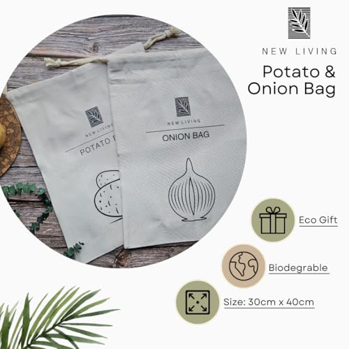 Potato Bag & Onion Bag, Linen Cotton Material, Onion Storage and Potato Storage, Eco Product, by New Living, Food Storage Bag, 30 * 40cm - Image 3