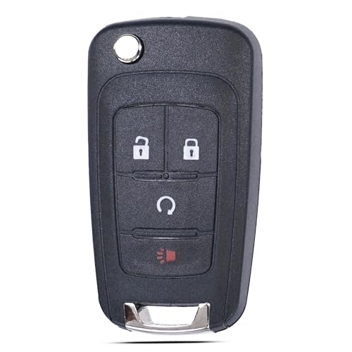 SUPALAND Key Fob Shell Case Fits for Chevrolet Sonic Trax Equinox Chevy Buick Encore GMC Terrain 4 Button Folding Flip Remote Control Key Fob Cover Replacement (KR55WK500733,OHT01060512,AVL-B01T1AC)