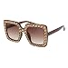 ROYAL GIRL Sunglasses For Women Oversized Square Luxury Crystal Frame Brand Designer Fashion Glasses (Brown-Gradient, 67)