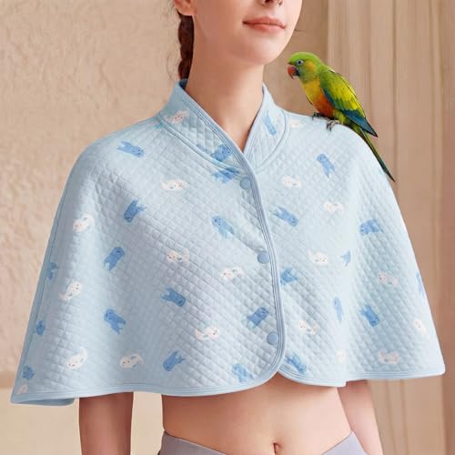 Image of QBLEEV Parrot Anti-Scratch Shoulder Protector, Bird Diaper Poop Cover Pad | Soft cotton shawl cape for birds to stand on shoulders, pet arm guard for lovebirds finches parakeets cockatiels conures