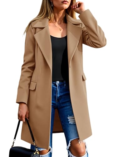 Amazon.com: Fazortev Womens Casual Long Sleeve Wool Blend Pea Coat