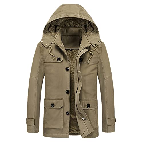 Parka homme kaki en polaire épaisse : la solution mi-longue contre le vent et le froid L