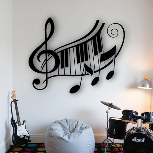 Mélodie notes de musique décoration murale métal noir salon
