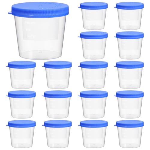 EXCEART Disposable Sputum Collection Cups 30 Pack 1.88X1.88X1.57In Leakproof Sample Containers with Screw Lids for Clinical Laboratory Use