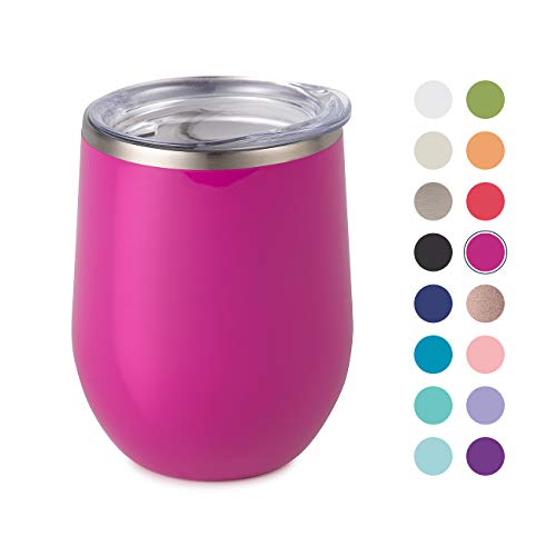 Maars Bev Steel Stemless Wine Glass Tumbler, 12 oz | Double Wall Vacuum
