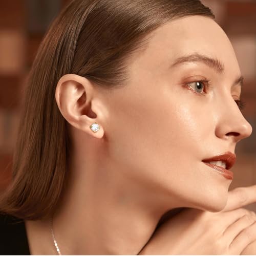 CHLOÉ LOVETT 14K Gold Stud Earrings Studs Hypoallergenic Cubic Zirconia Small Stud Earrings for Women 7mm by CHLOÉ LOVETT - Image 3