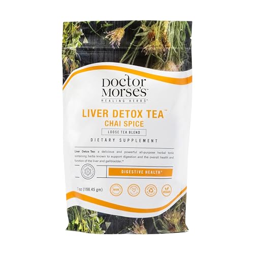 Doctor Morse's Liver Detox Tea - Loose Blend Herbal Chai Spice - Naturopath Formulated Caffeine Free & Vegan - Roasted Dandelion Root, Burdock, Cardamom, Pepper, Ginger - 7oz, 86 Servings