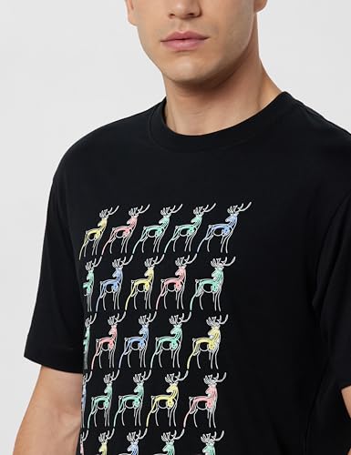 Image of Allen Solly Men's Cotton T-Shirt | Drop Shoulder | Chest Print | Regular Fit | Casual Streetwear Style