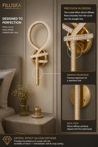 Image of FILLISKA Luxurious LED Wall Lamp for Home with Adjustable Colour Changing Function(1 Year Warranty)(French Gold-1602)