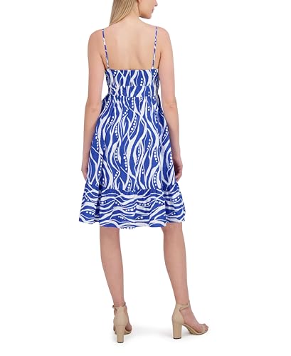 Image of Laundry by Shelli Segal Women's Casual Chic V Neck Flared Ruffle Midi Dress