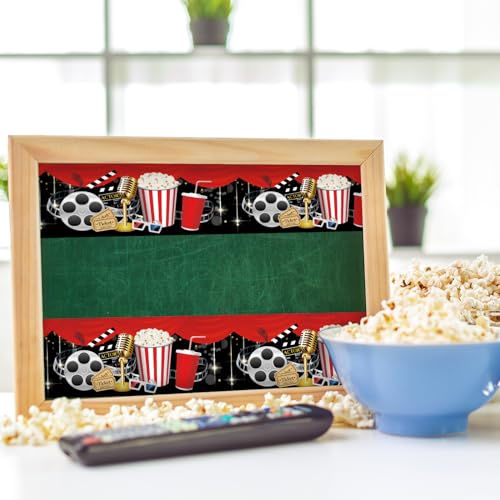 Image of Whaline 32.8 Ft Movie Night Bulletin Board Borders Popcorn Movie Reel Die-Cut Border Trim for Back to School Classroom Office Chalkboard Decoration
