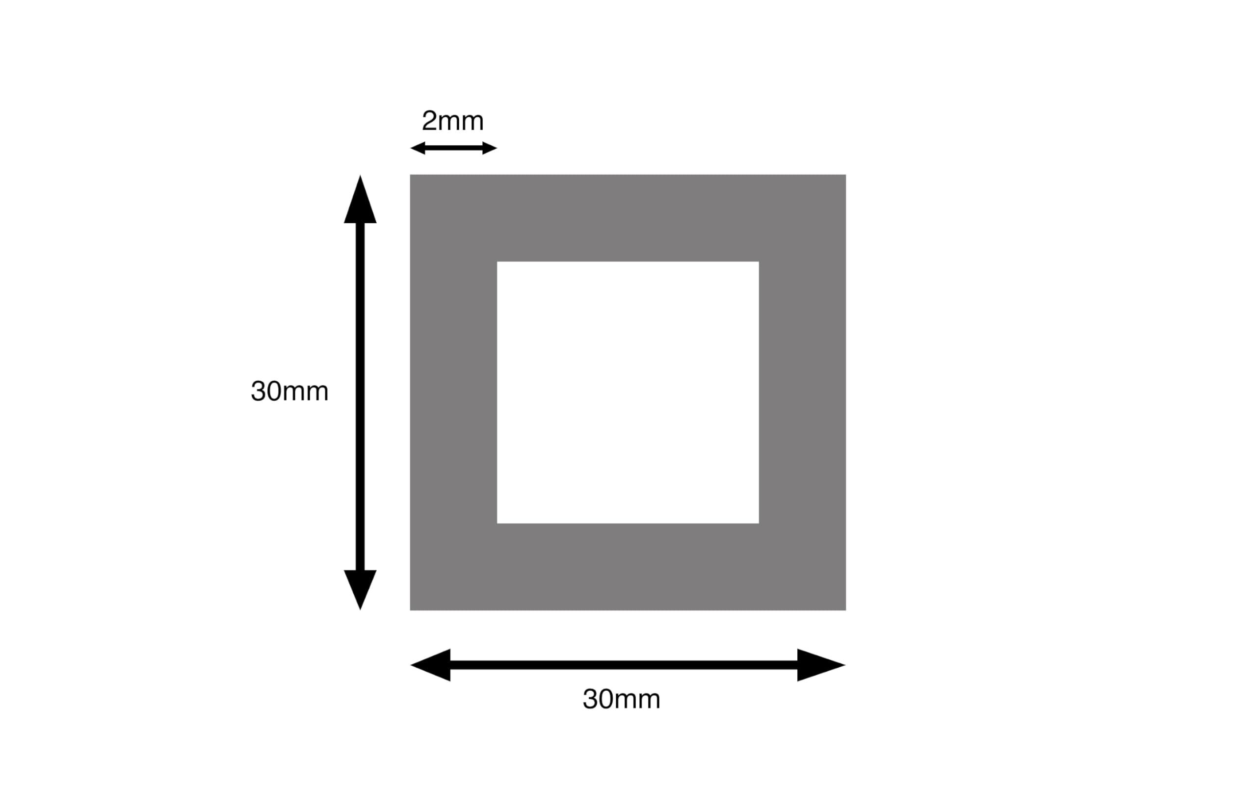 Tubo Quadrato in Alluminio, Set da 4 (1000x30x30mm)