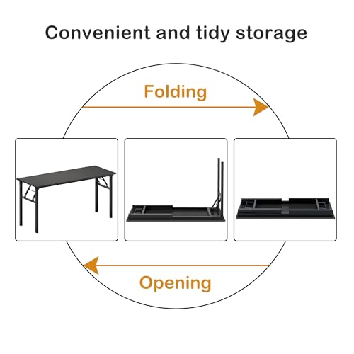 Image of Need Folding Computer Desk, Large 60 inches Folding Table for Home Office, No Install Needed Foldable Writing Table Desk, Black