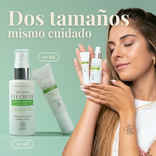 ALMA SECRET | Contorno de Ojos Antiedad con Aguacate, Té Verde y Cafeína - 30ml - Ojeras, Bolsas y Arrugas - Vegano, Antiage, ECOCERT - Coenzima Q10, Ácido Hialurónico y Probióticos - imagen 7