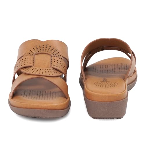 Image of Moshun Criss Cross Sandals for Women & Girls | Multi Strap & X Strap Flat Sandals, Bounce Back Technology Footbed with Adjustable Strap, Anti-Slip Sole | Lightweight Daily Wear Casual Slip-On Sandals
