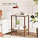 Bamworld Rattan Side Table Living Room Glasstop Night Stand Boho End Table 2-Tier with Storage Mid Century Modern Bedside Table for Small Spaces Narrow Coffee Table Bamboo