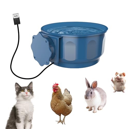 Enjoying Hängender beheizter Wassernapf für kleine Haustiere, 600ml für Hauskatzen, Welpen, Kaninchen, Küken, isolierter Wassernapf Futternapf, USB-Stromkabel, einfach zu montieren und zu verwenden