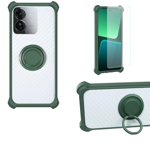 jioeuinly Case Compatible for Iqoo Z9 5g Phone Case Cover PC backplane + Silicone Soft Frame Cover [360 Metal Ring, Magnetic Car Mount] CSKB-LV