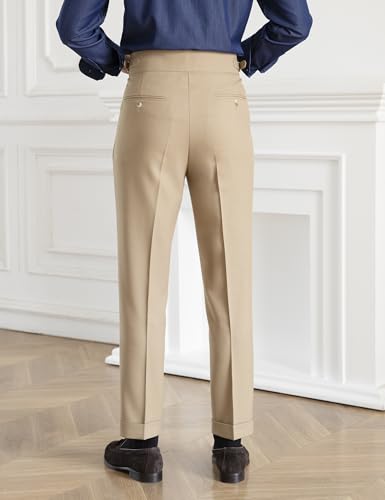 Men's Classic Gurkha Naples Italian Old Money Style No Belt Required Dress Pants2