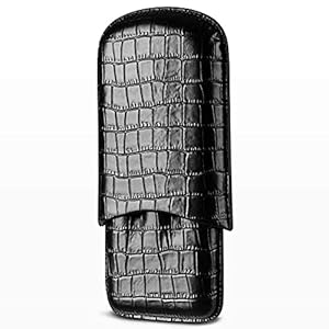 Exquisite gift – Sigarengeval in premium leer, draagbare sigaargeval, cederhout gevoerd en krokodilleer…