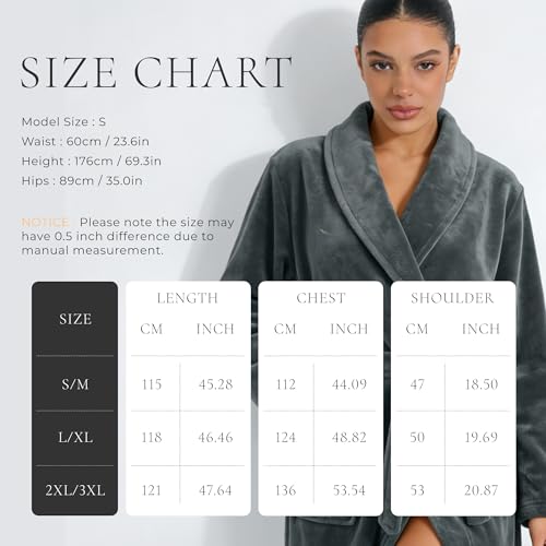 Image of HEARTNICE Womens Fleece Robes, Soft Plush Long Bathrobe, Thick Kimono Robes for Womens, Warm House Coat