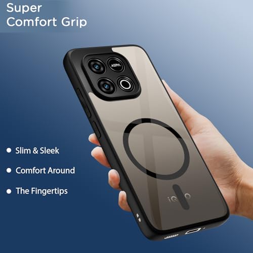 Image of Pikkme Back Cover for iQOO Neo 10 5G / Vivo Y300 GT 5G Compatible with Mag-Safe | Shockproof Design | Hard Transparent Back Case (Black Mag-Safe)