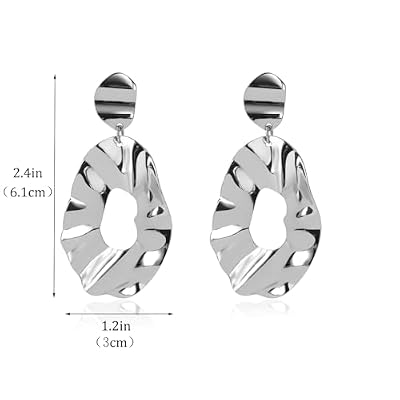 Gold Geometric Statement Earring, Big Fashion Design Boho Drop Dangle Earrings Irregular Earrings