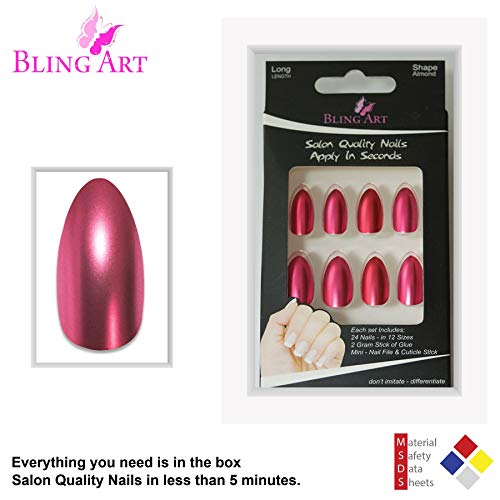 Unghie finte Bling Art Rosso Metallica Stiletto 24...