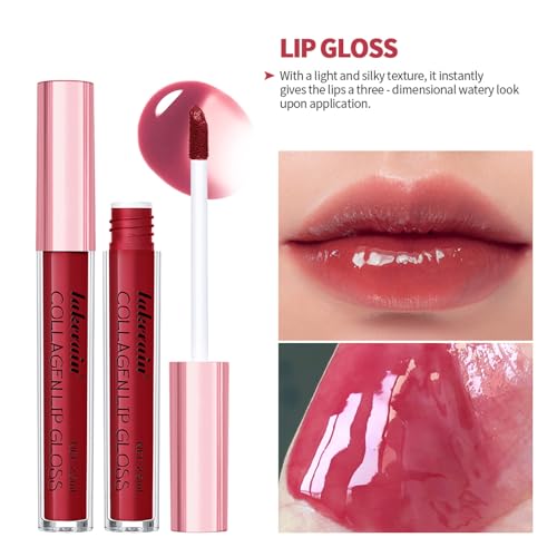 Kit de Maquillaje Waterproof de 3PCS de Labial Líquido Mate, Bálsamo Labial Hidratante de Color Rosa, Brillo Labial con Colágeno para Labios Secos (# 02) - imagen 3