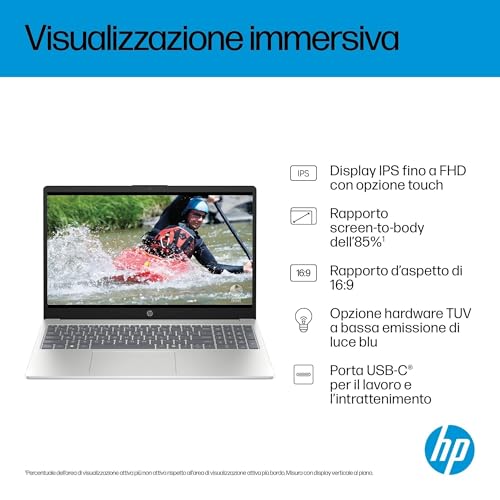Hp Laptop 15-Fd2004Sl, Pc Portatile 15", Display Fhd, Notebook, (Intel Core Ultra 7 255U, Ram 24GB, Ssd 1TB, Windows 11), Computer Portatile, Uso Quotidiano, Tastiera Italiana, Qwerty, Argento - 6