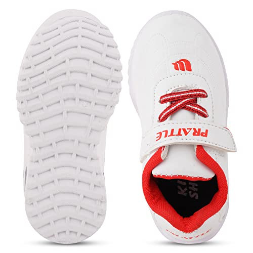 Image of Tiny Kids Running Led Shoes, Casual Led Velcro Shoes Light Weight Outdoor Sports Shoes for Boys & Girls (White::Red, 4.5-5 Years)