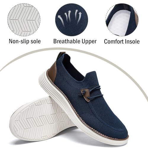 Men's Loafers Slip On Shoes Men Boat Shoes Casual Walking Shoes for Men Comfort Lightweight Breathable Dark Blue Size 6.52