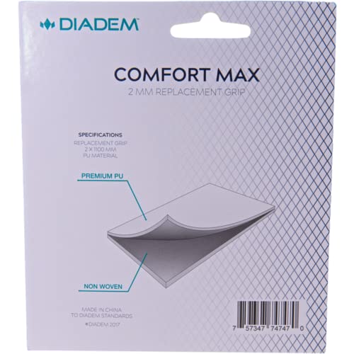 Diadem Comfort Max Replacement Grip (White) | Tennis Racket Grip Tape | Strong Adhesive, Long Lasting Comfort, Non Woven Polyurethane | 2 mm Thickness