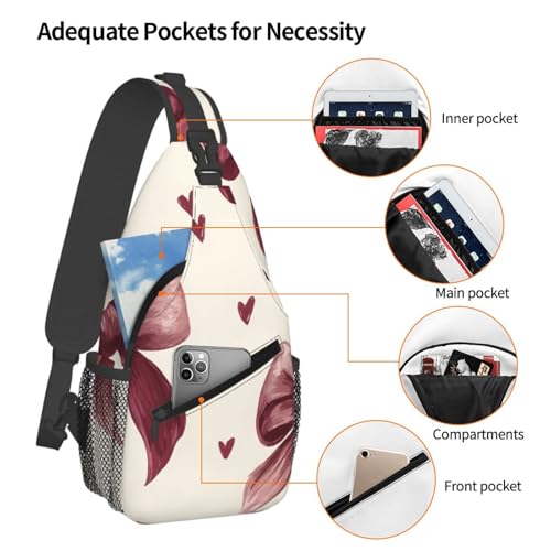Crimson Bow Multi Functional Adjustable Single Shoulder Crossbody Bag,Casual Chest Bag, Suitable For Daily Travel,Unisex4