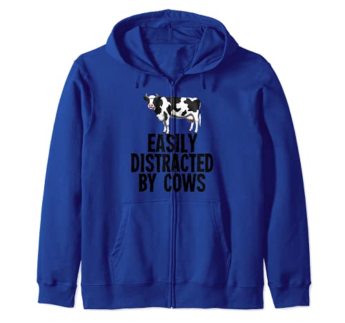 Easily Distracted By Cows Funny Farm Animal Gift Sudadera con Capucha